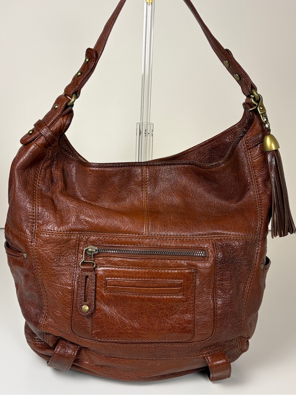 Rebecca Minkoff Brown Leather Hobo Bag with Tassel